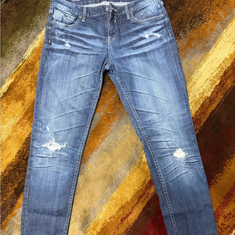 Maurices Vigoss Dark Blue Distressed Skinny Jeans